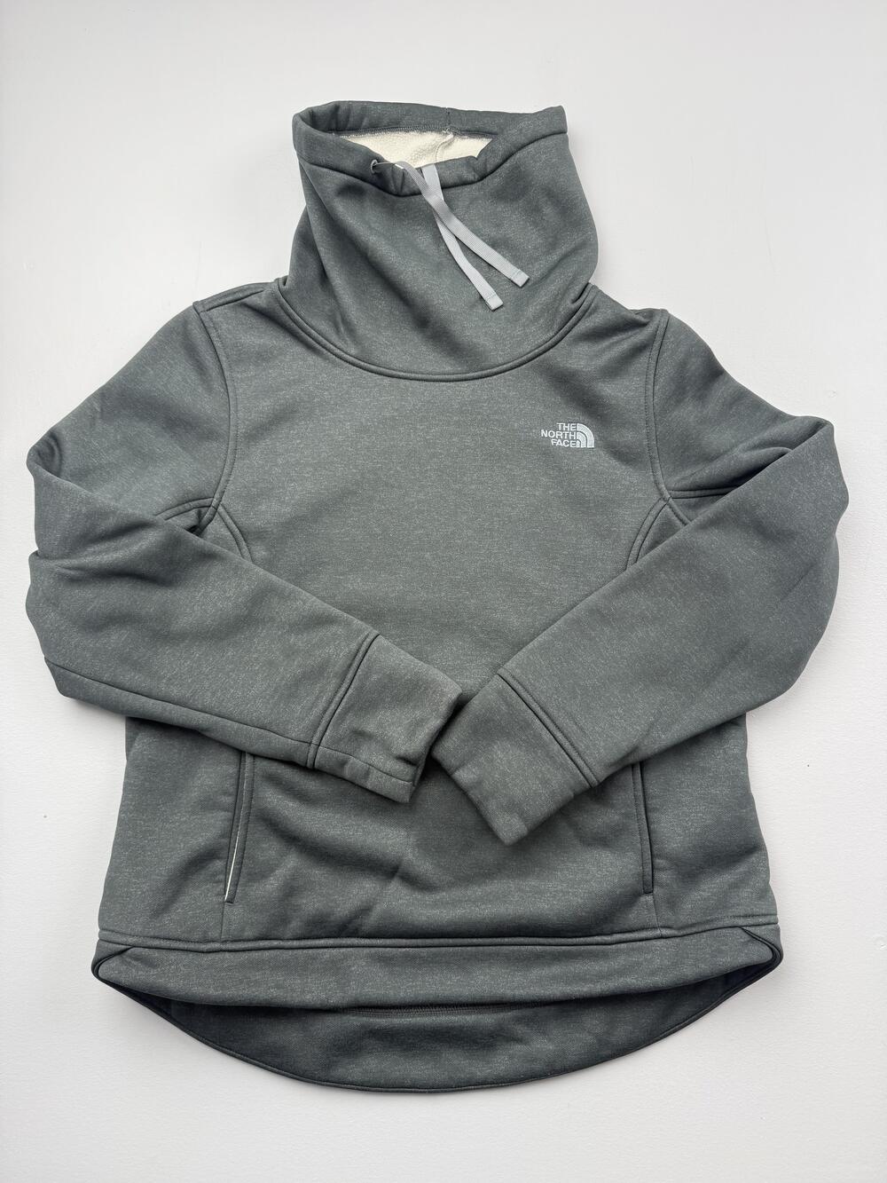 The North Face Sweatshirt Womens Large Gray Cowl Neck Fleece Pullover Pockets